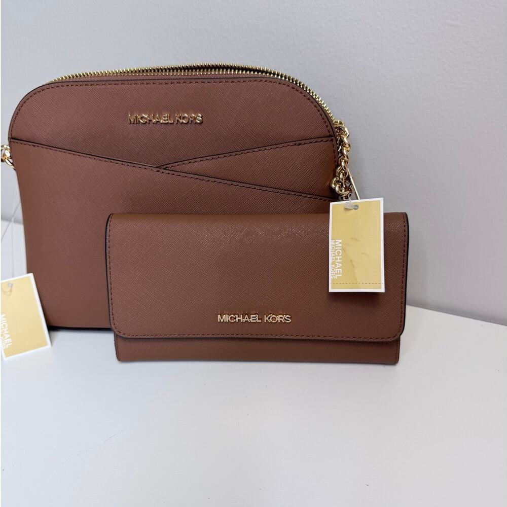 MICHAEL KORS Jet Set Travel Dome Crossbody & Wallet Bundle NWT